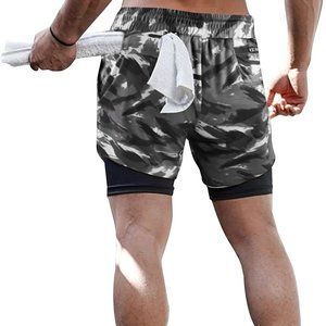Training Shorts with Pockets Dri-Fit Mesh Running Shorts For Men 2in1 Active